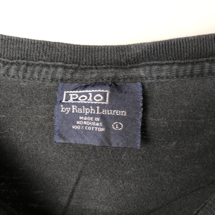 Ralph Lauren POLO by Ralph Lauren short sleeve one point logo T-shirt men's L size cotton black type Vintage Second Hand
