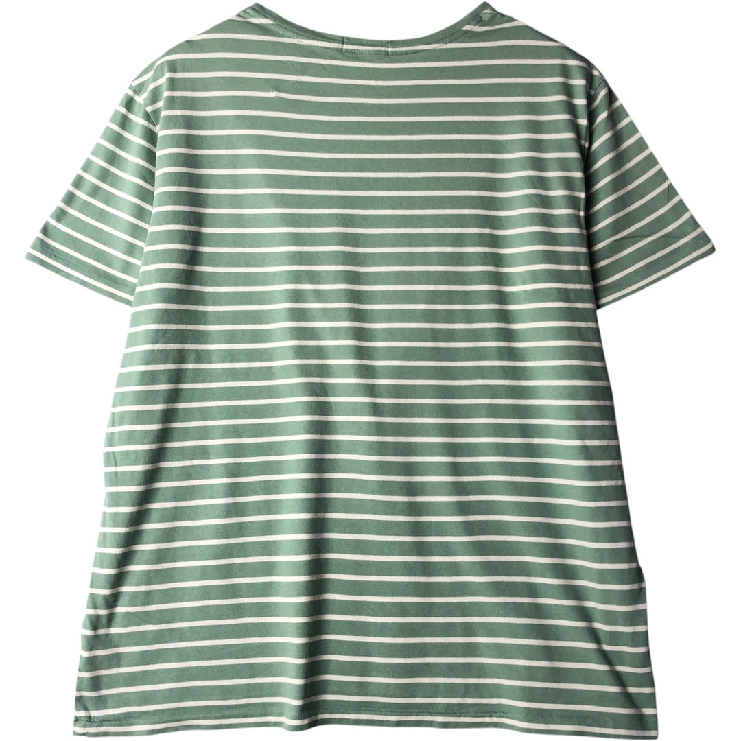Ralph Lauren POLO RALPH LAUREN Striped Pattern Short-Sleeve V-Neck T-Shirt, Men's Size XL (approx.) cotton Mint green Vintage Second Hand