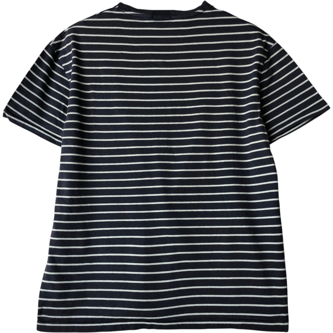 Ralph Lauren POLO RALPH LAUREN CLASSIC FIT Striped Pattern Short-Sleeve V-Neck T-Shirt, Men's Size S (approx.) cotton navy blue type Vintage Second Hand