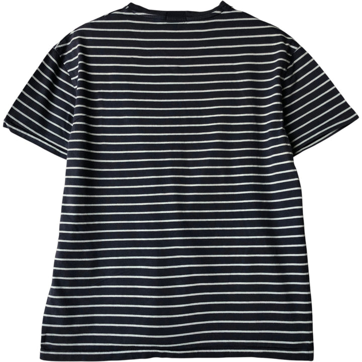 Ralph Lauren POLO RALPH LAUREN CLASSIC FIT Striped Pattern Short-Sleeve V-Neck T-Shirt, Men's Size S (approx.) cotton navy blue type Vintage Second Hand