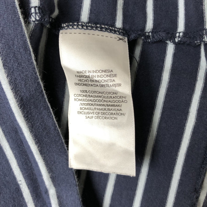Ralph Lauren POLO RALPH LAUREN CLASSIC FIT Striped Pattern Short-Sleeve V-Neck T-Shirt, Men's Size S (approx.) cotton navy blue type Vintage Second Hand