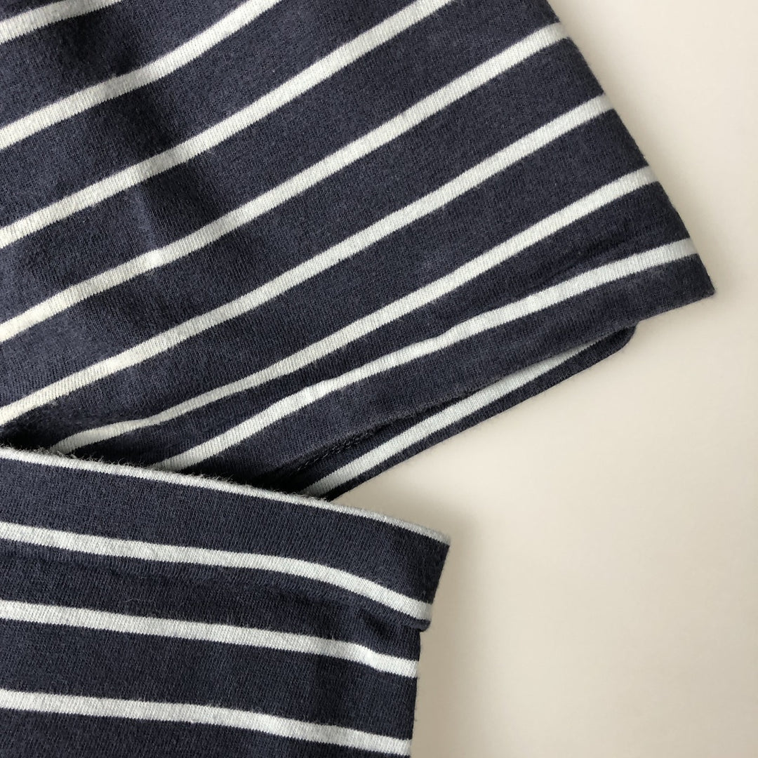 Ralph Lauren POLO RALPH LAUREN CLASSIC FIT Striped Pattern Short-Sleeve V-Neck T-Shirt, Men's Size S (approx.) cotton navy blue type Vintage Second Hand