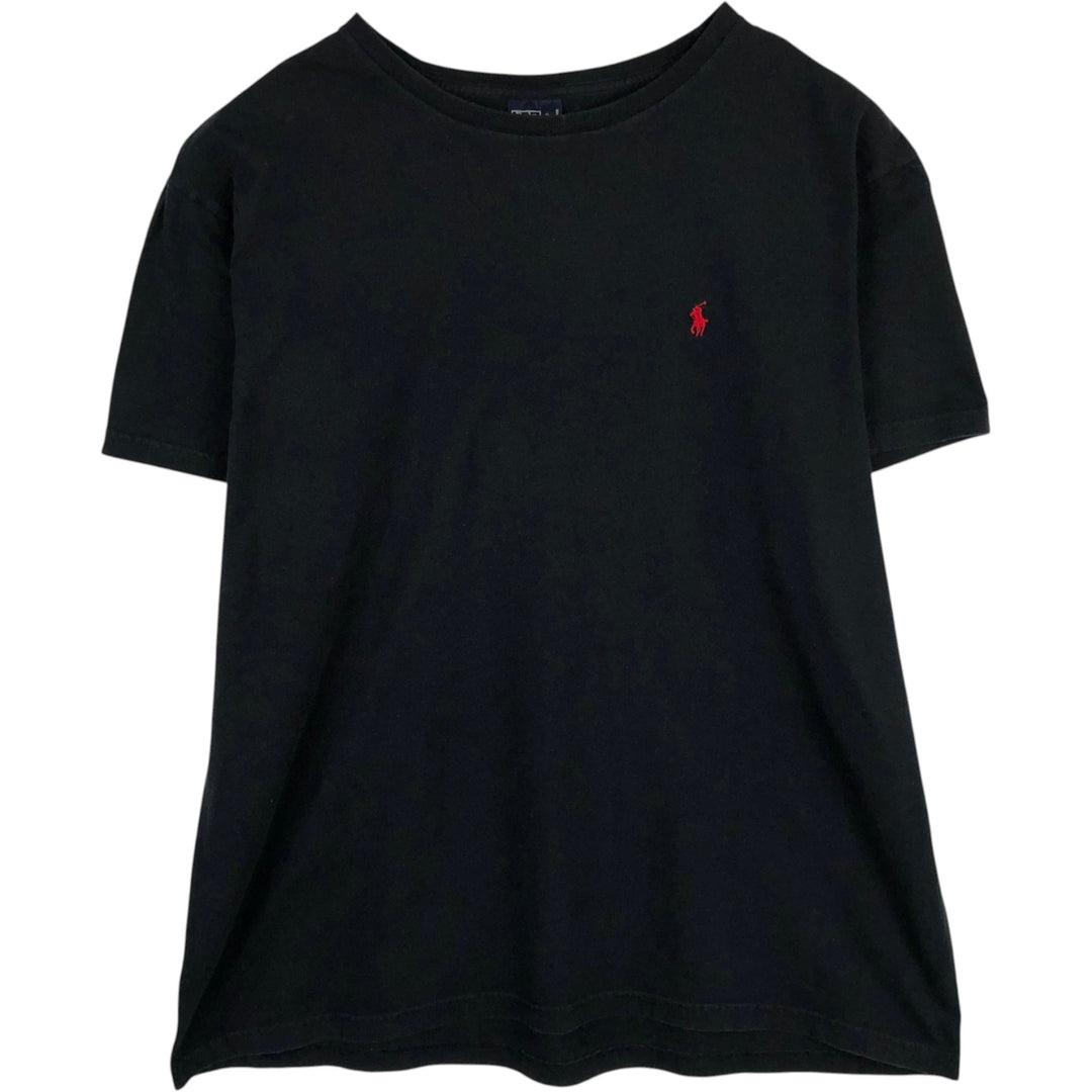 Ralph Lauren POLO by Ralph Lauren Short-Sleeve T-Shirt with One-Point Logo, Men's Size XL (approx.) cotton black type Vintage Second Hand