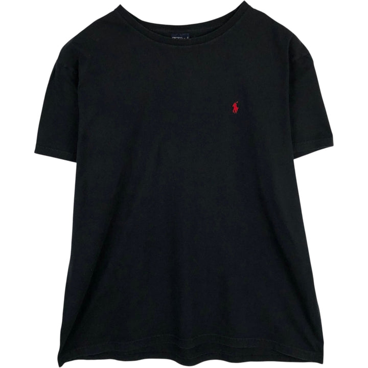 Ralph Lauren POLO by Ralph Lauren Short-Sleeve T-Shirt with One-Point Logo, Men's Size XL (approx.) cotton black type Vintage Second Hand