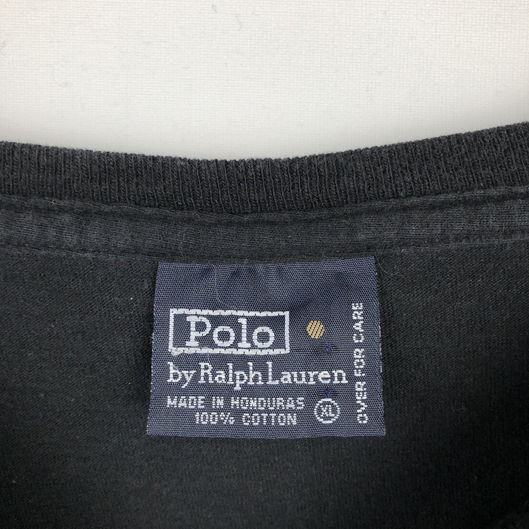 Ralph Lauren POLO by Ralph Lauren Short-Sleeve T-Shirt with One-Point Logo, Men's Size XL (approx.) cotton black type Vintage Second Hand