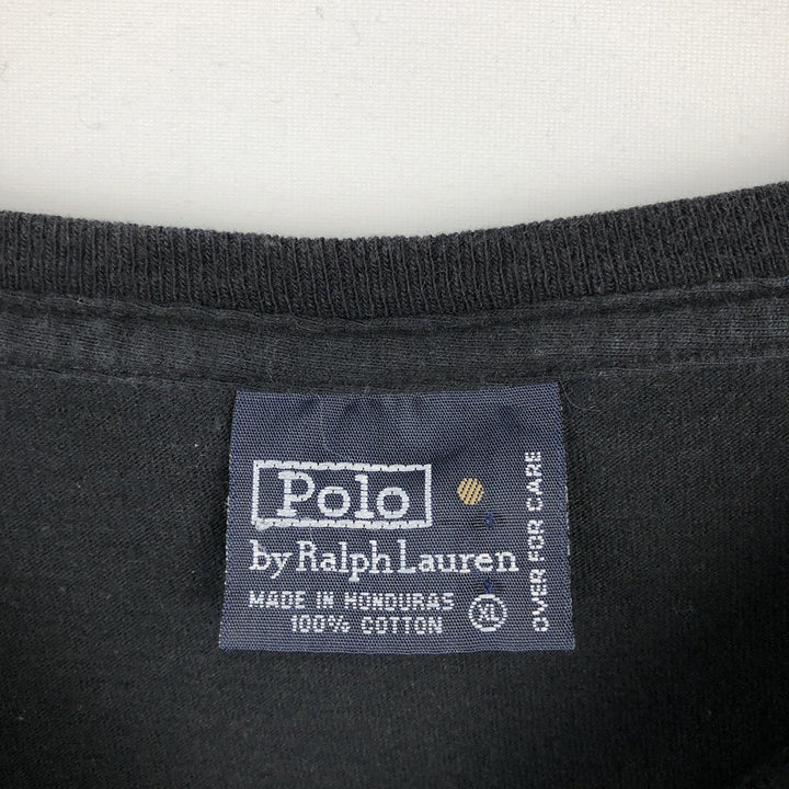 Ralph Lauren POLO by Ralph Lauren Short-Sleeve T-Shirt with One-Point Logo, Men's Size XL (approx.) cotton black type Vintage Second Hand