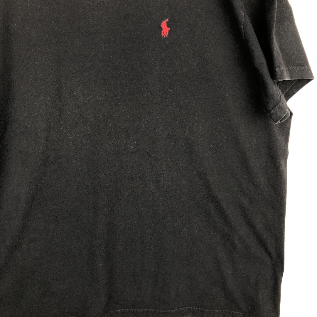 Ralph Lauren POLO by Ralph Lauren Short-Sleeve T-Shirt with One-Point Logo, Men's Size XL (approx.) cotton black type Vintage Second Hand