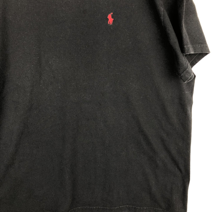 Ralph Lauren POLO by Ralph Lauren Short-Sleeve T-Shirt with One-Point Logo, Men's Size XL (approx.) cotton black type Vintage Second Hand