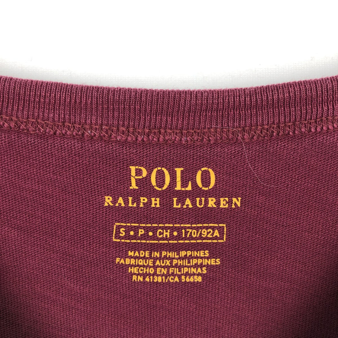 Ralph Lauren POLO by Ralph Lauren short-sleeved logo T-shirt, men's size small cotton Red type red-purple Vintage Second Hand