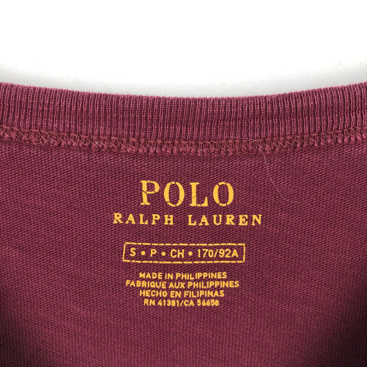 Ralph Lauren POLO by Ralph Lauren short-sleeved logo T-shirt, men's size small cotton Red type red-purple Vintage Second Hand