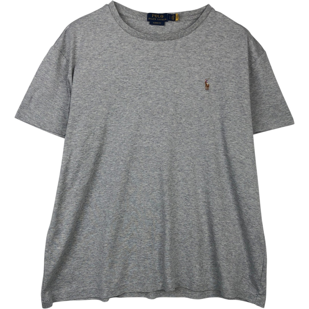 Ralph Lauren POLO RALPH LAUREN CLASSIC FIT Short-Sleeve T-Shirt with One-Point Logo, Men's Size L (approx.) cotton gray type Vintage Second Hand