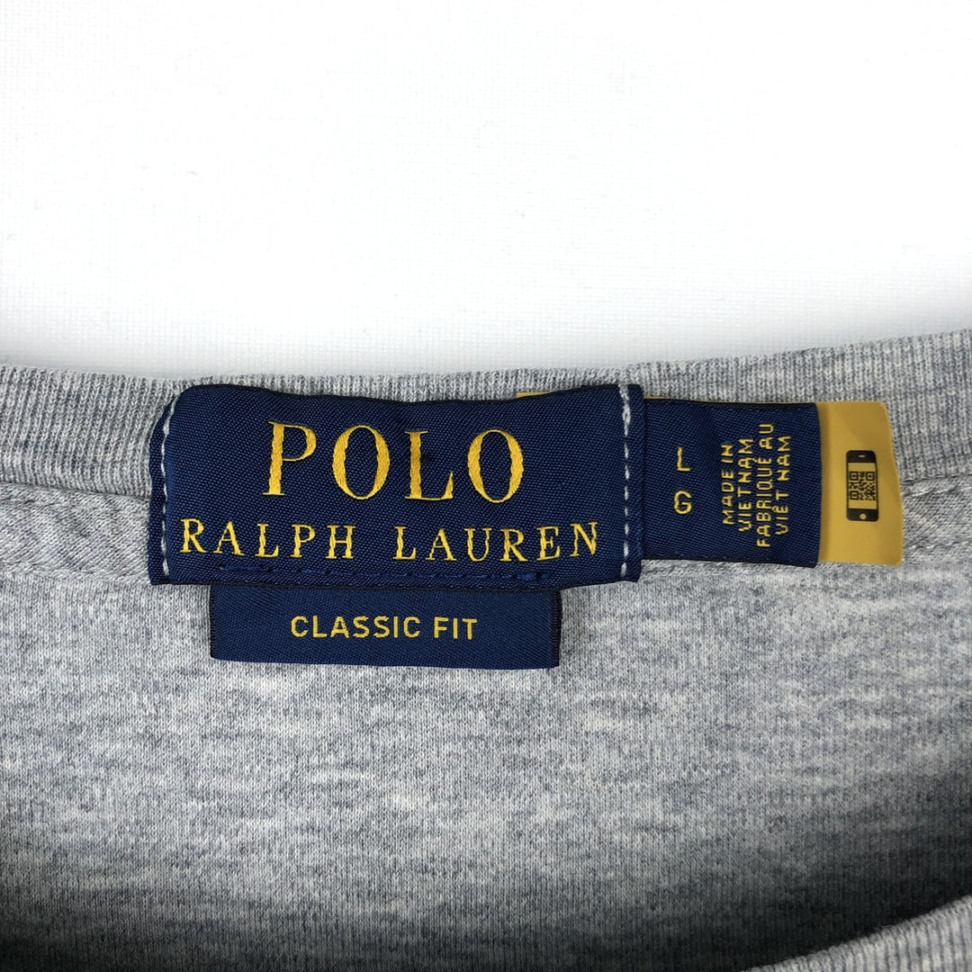 Ralph Lauren POLO RALPH LAUREN CLASSIC FIT Short-Sleeve T-Shirt with One-Point Logo, Men's Size L (approx.) cotton gray type Vintage Second Hand