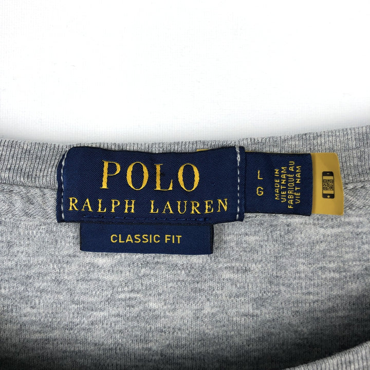 Ralph Lauren POLO RALPH LAUREN CLASSIC FIT Short-Sleeve T-Shirt with One-Point Logo, Men's Size L (approx.) cotton gray type Vintage Second Hand