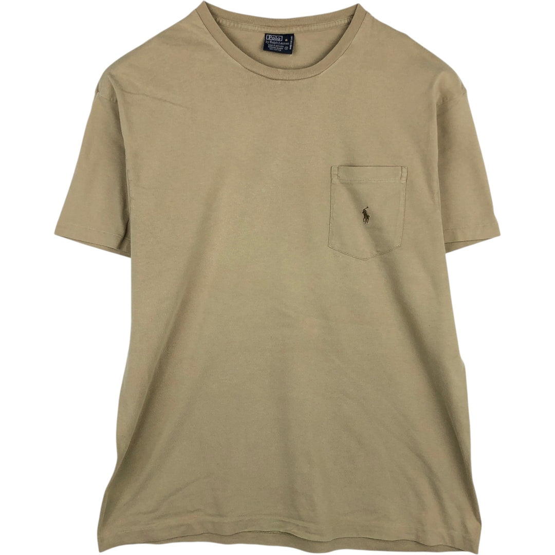 Ralph Lauren POLO by Ralph Lauren Short Sleeve One Point Logo Pocket T-Shirt Men's M cotton Khaki type beige Vintage Second Hand