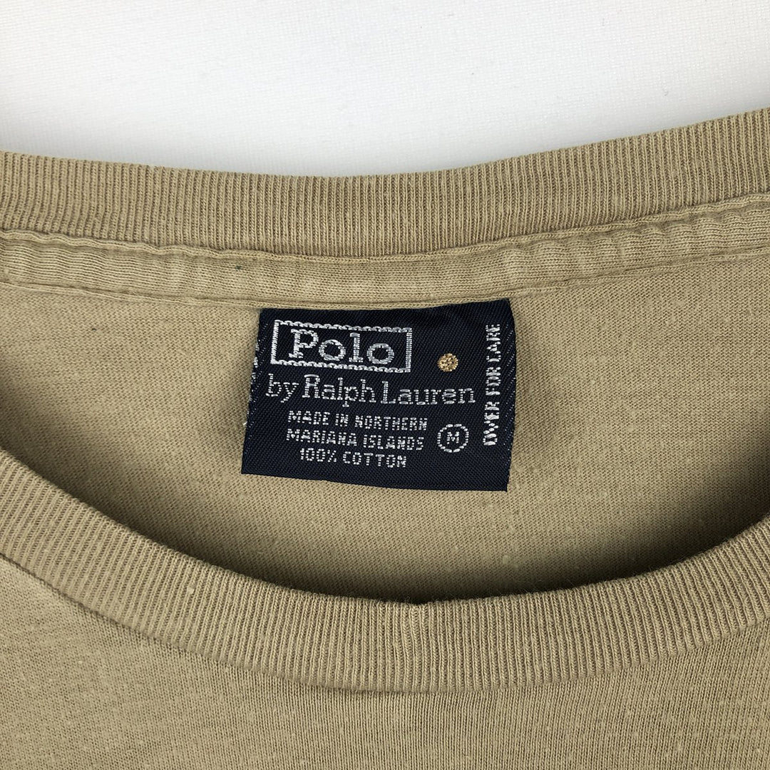 Ralph Lauren POLO by Ralph Lauren Short Sleeve One Point Logo Pocket T-Shirt Men's M cotton Khaki type beige Vintage Second Hand