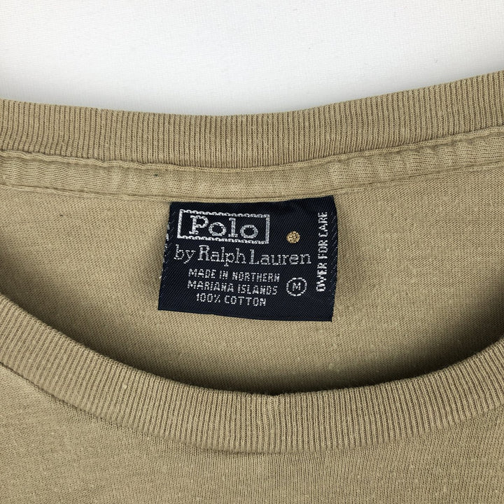 Ralph Lauren POLO by Ralph Lauren Short Sleeve One Point Logo Pocket T-Shirt Men's M cotton Khaki type beige Vintage Second Hand