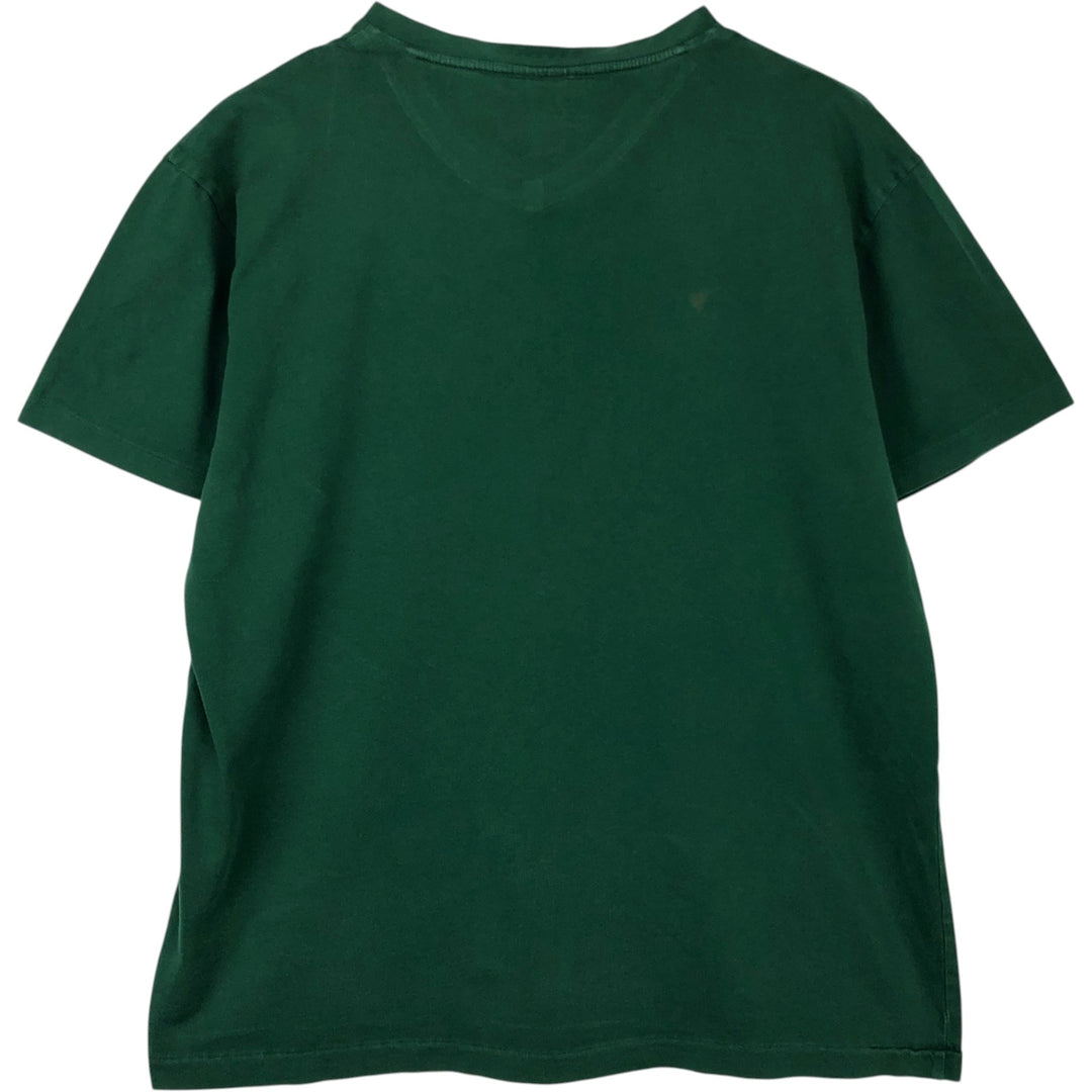 Ralph Lauren POLO by Ralph Lauren V-neck short-sleeved T-shirt with a single logo, men's size M (approx.) cotton Green type dark green Vintage Second Hand