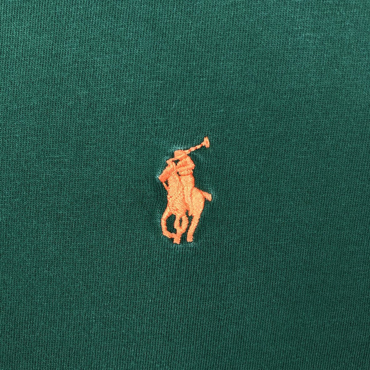 Ralph Lauren POLO by Ralph Lauren V-neck short-sleeved T-shirt with a single logo, men's size M (approx.) cotton Green type dark green Vintage Second Hand