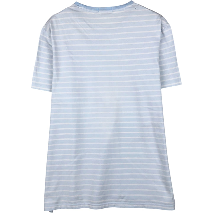 Ralph Lauren POLO RALPH LAUREN CUSTOM SLIM FIT short sleeve striped T-shirt men's XL equivalent cotton Blue type light blue Vintage Second Hand