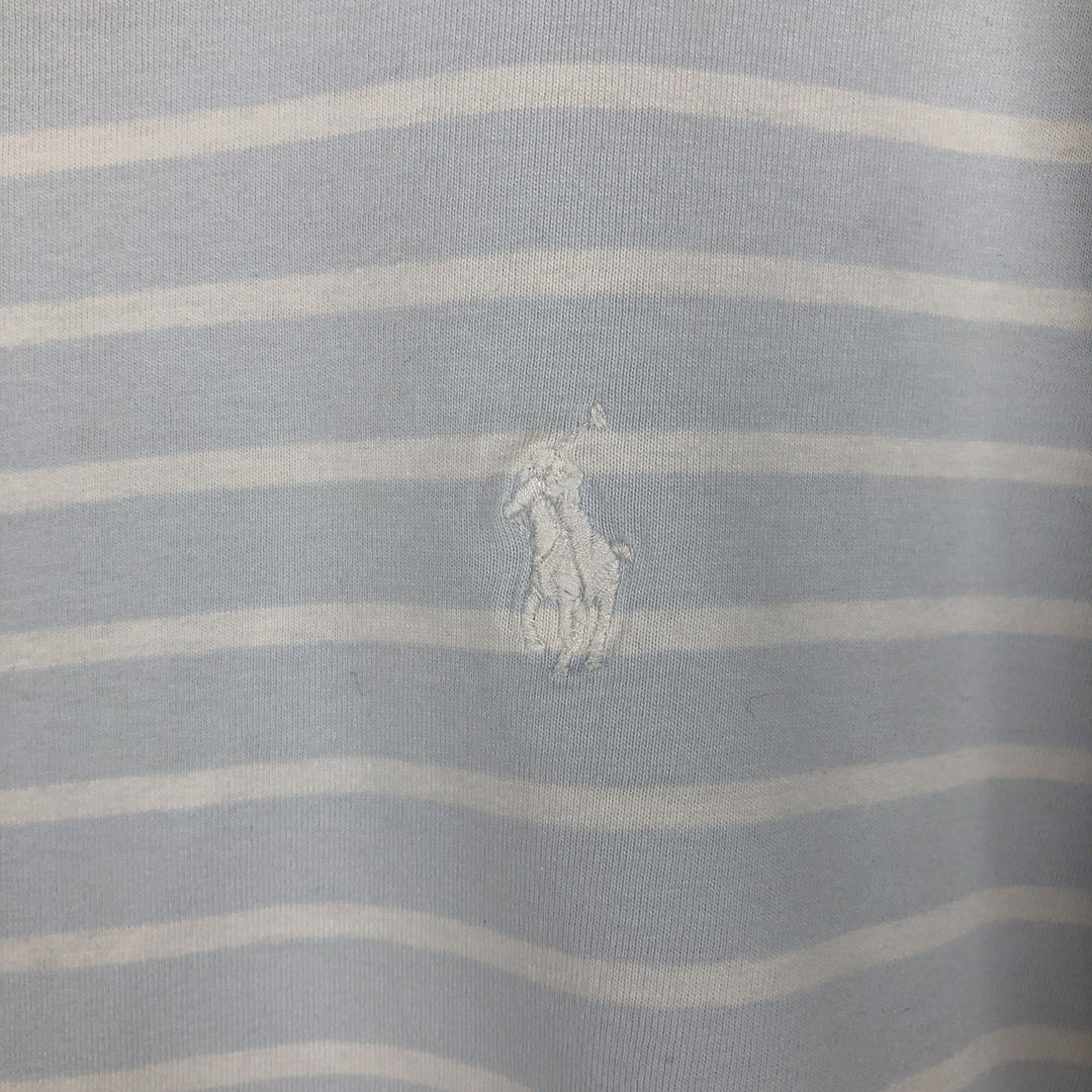 Ralph Lauren POLO RALPH LAUREN CUSTOM SLIM FIT short sleeve striped T-shirt men's XL equivalent cotton Blue type light blue Vintage Second Hand