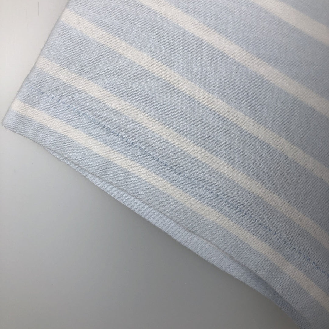 Ralph Lauren POLO RALPH LAUREN CUSTOM SLIM FIT short sleeve striped T-shirt men's XL equivalent cotton Blue type light blue Vintage Second Hand