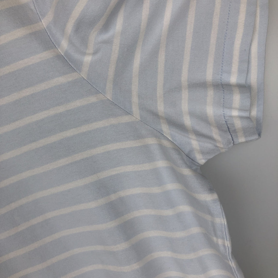 Ralph Lauren POLO RALPH LAUREN CUSTOM SLIM FIT short sleeve striped T-shirt men's XL equivalent cotton Blue type light blue Vintage Second Hand