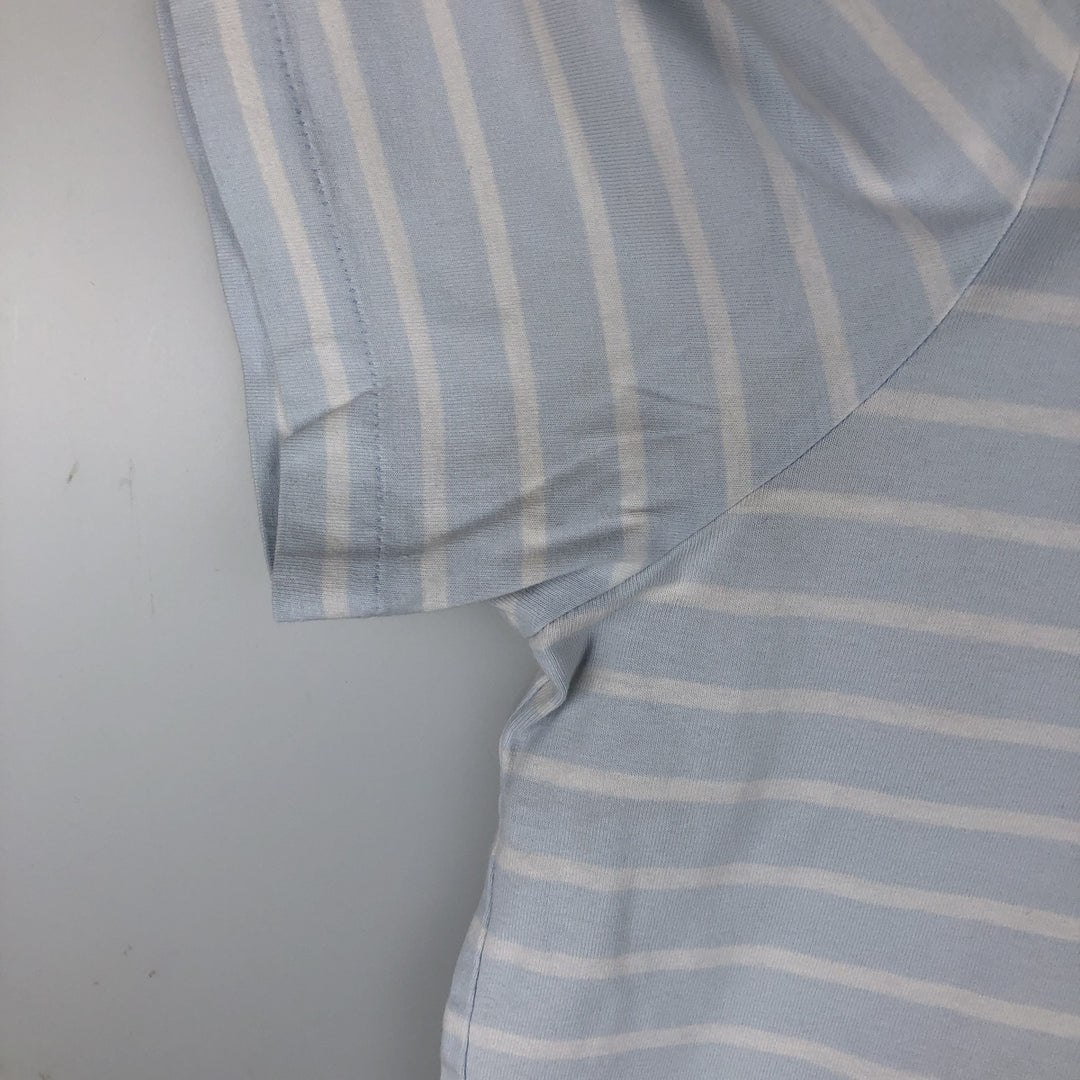 Ralph Lauren POLO RALPH LAUREN CUSTOM SLIM FIT short sleeve striped T-shirt men's XL equivalent cotton Blue type light blue Vintage Second Hand