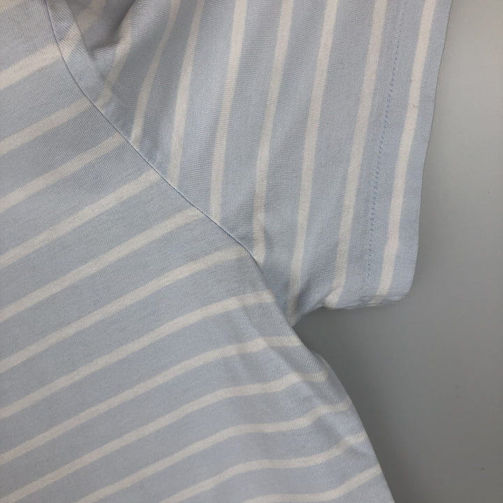 Ralph Lauren POLO RALPH LAUREN CUSTOM SLIM FIT short sleeve striped T-shirt men's XL equivalent cotton Blue type light blue Vintage Second Hand