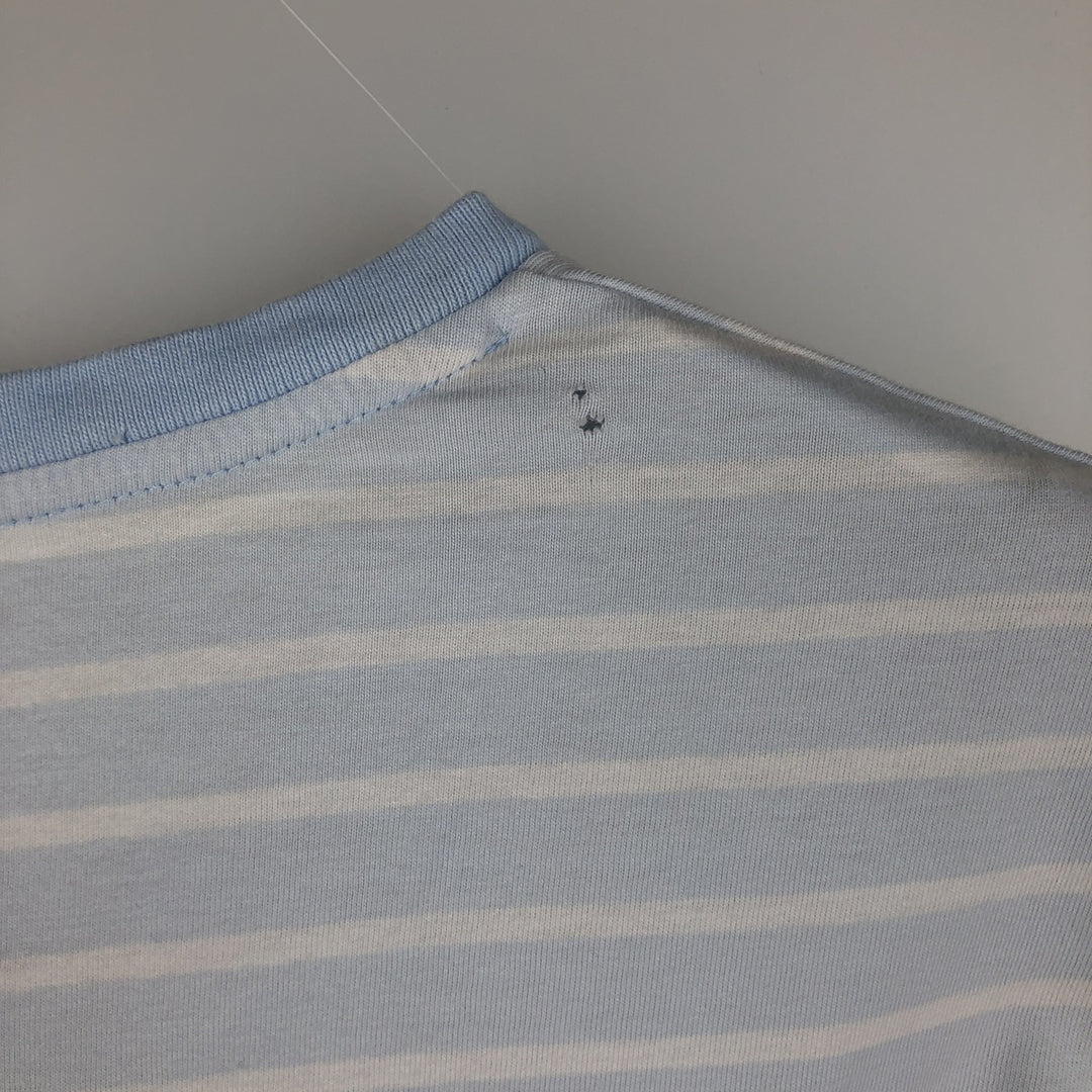 Ralph Lauren POLO RALPH LAUREN CUSTOM SLIM FIT short sleeve striped T-shirt men's XL equivalent cotton Blue type light blue Vintage Second Hand