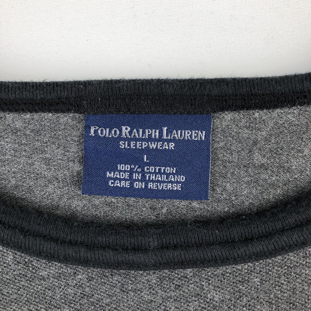 Ralph Lauren POLO RALPH LAUREN SLEEPWEAR Plain T-shirt, Men's Size L (approx.) cotton Charcoal Vintage Second Hand