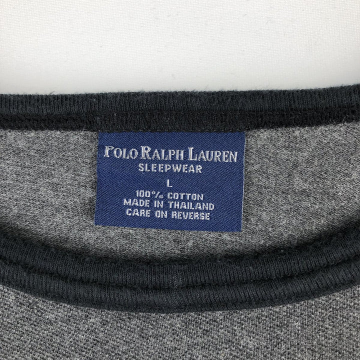 Ralph Lauren POLO RALPH LAUREN SLEEPWEAR Plain T-shirt, Men's Size L (approx.) cotton Charcoal Vintage Second Hand