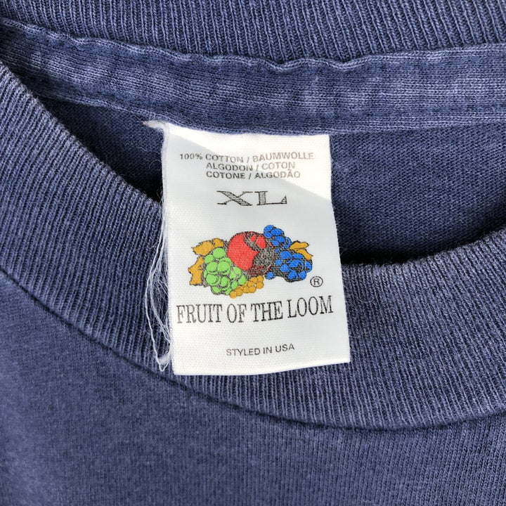 90'S Fruit of the Loom Short-Sleeve Printed T-Shirt, Men's Size XL (Equivalent), Vintage cotton navy blue type Vintage Second Hand