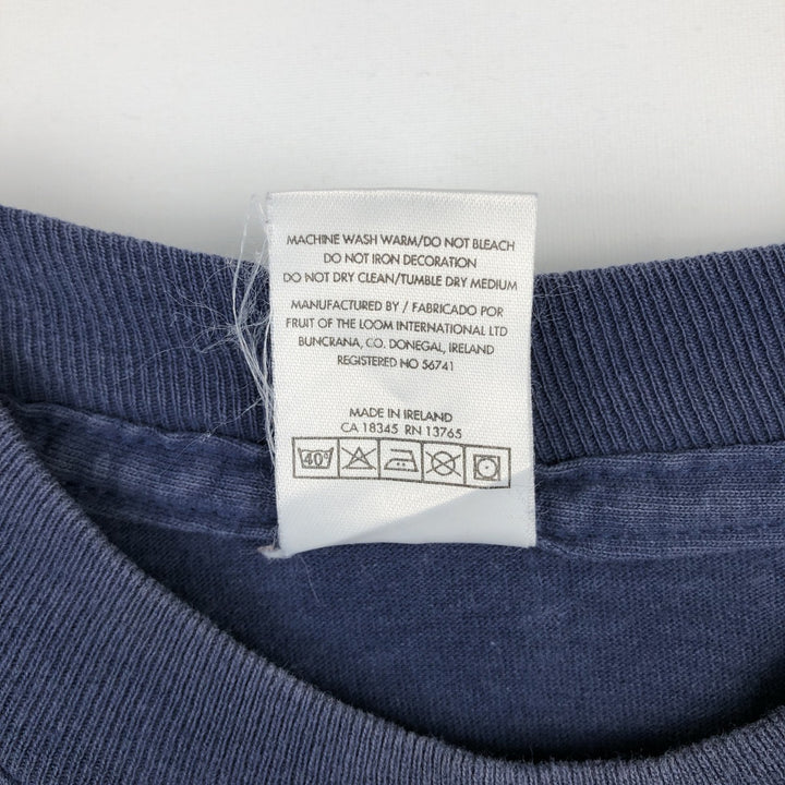 90'S Fruit of the Loom Short-Sleeve Printed T-Shirt, Men's Size XL (Equivalent), Vintage cotton navy blue type Vintage Second Hand