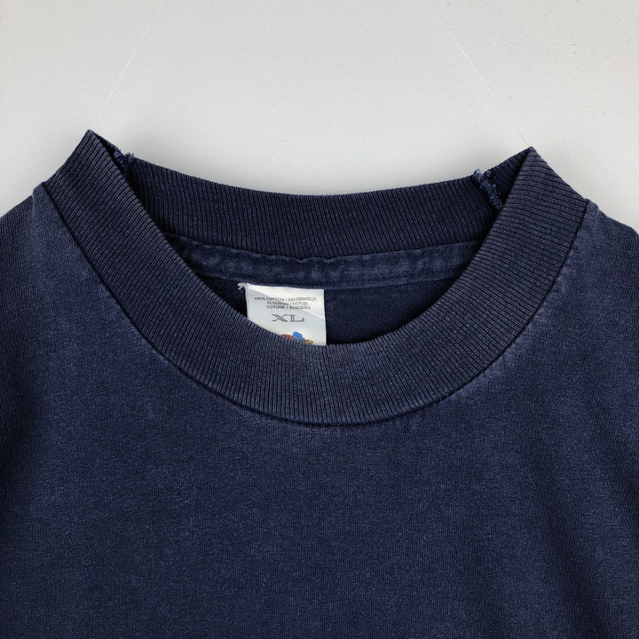 90'S Fruit of the Loom Short-Sleeve Printed T-Shirt, Men's Size XL (Equivalent), Vintage cotton navy blue type Vintage Second Hand