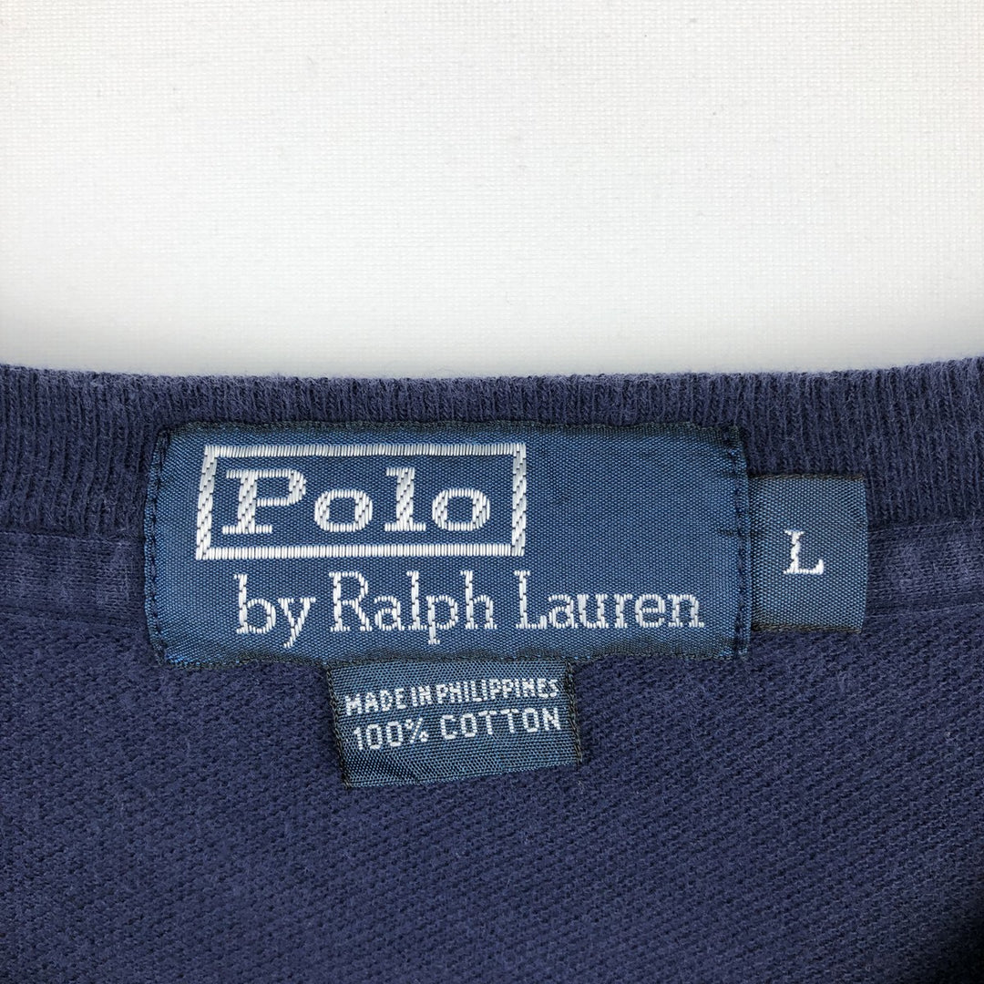 Ralph Lauren POLO by Ralph Lauren short sleeve one point logo T-shirt men's L size cotton navy blue type Vintage Second Hand