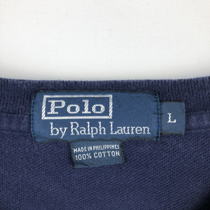 Ralph Lauren POLO by Ralph Lauren short sleeve one point logo T-shirt men's L size cotton navy blue type Vintage Second Hand