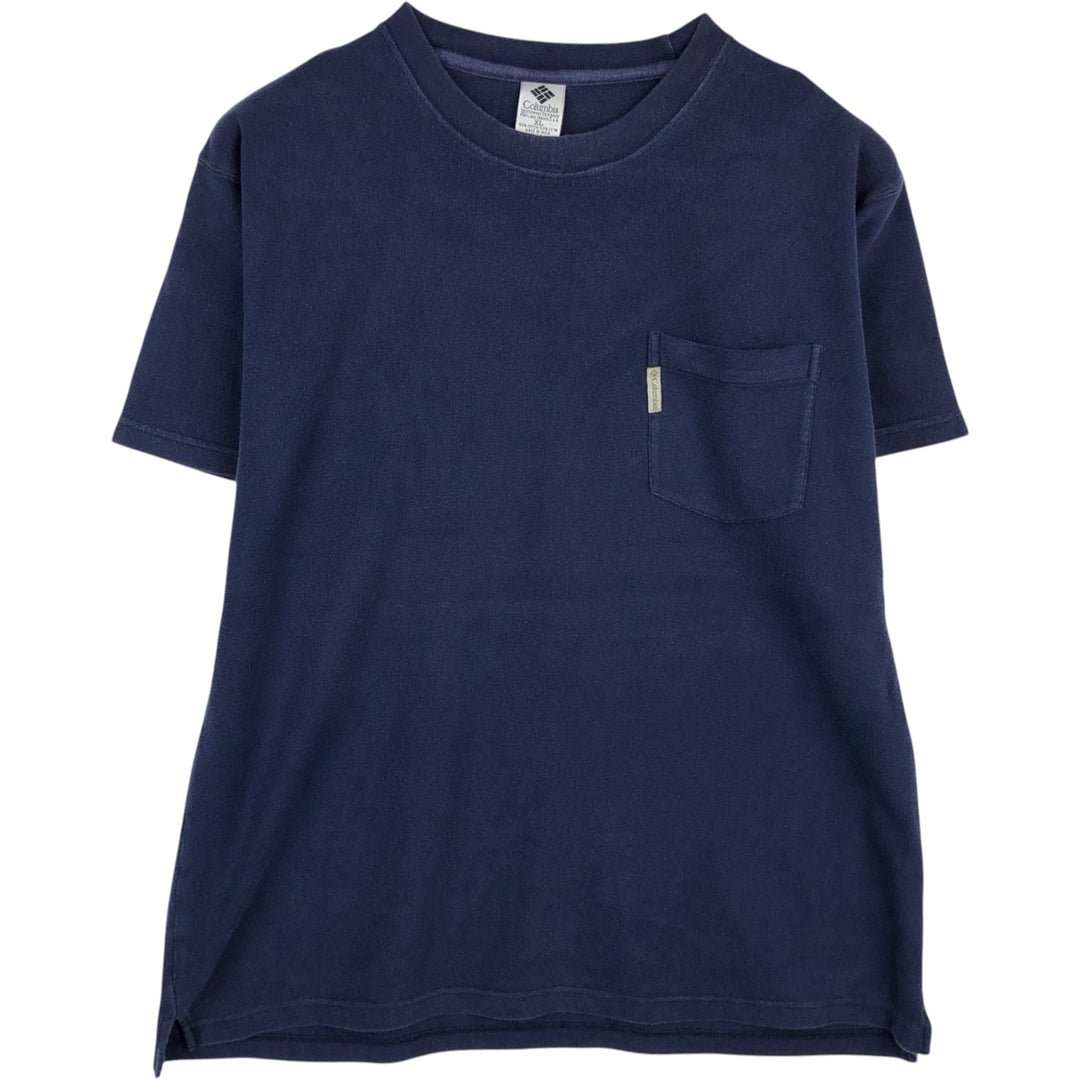 90'S Columbia Short-Sleeve Pocket T-Shirt, Men's Size XL (Equivalent), Vintage cotton navy blue type Vintage Second Hand