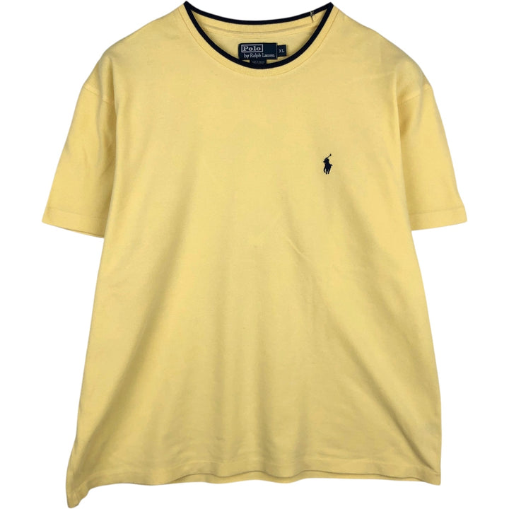 Ralph Lauren POLO by Ralph Lauren Short-Sleeve T-Shirt with One-Point Logo, Men's Size XL (approx.) cotton yellow type Vintage Second Hand