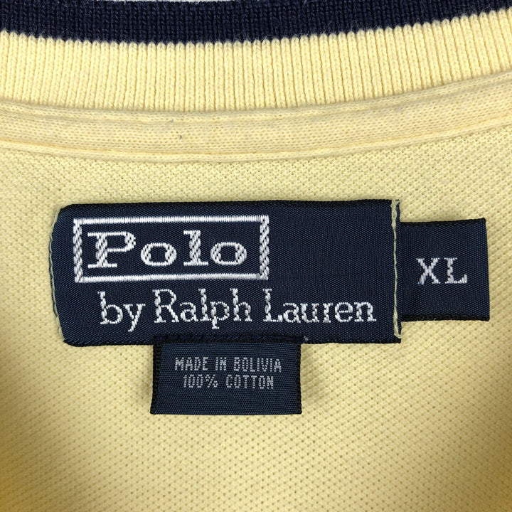 Ralph Lauren POLO by Ralph Lauren Short-Sleeve T-Shirt with One-Point Logo, Men's Size XL (approx.) cotton yellow type Vintage Second Hand