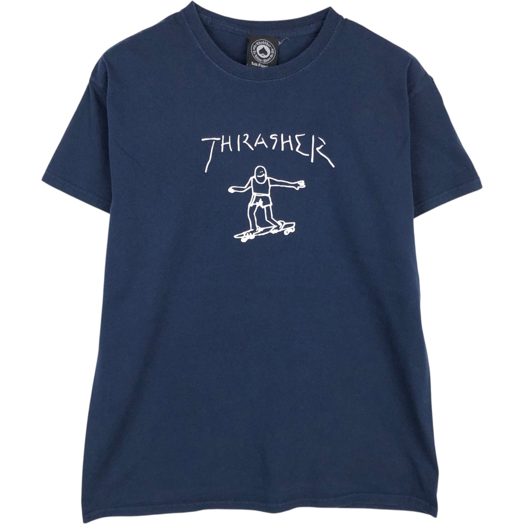 Thrasher THRASHER Short-Sleeve Printed T-Shirt, Men's Size M (approx.) cotton navy blue type Vintage Second Hand