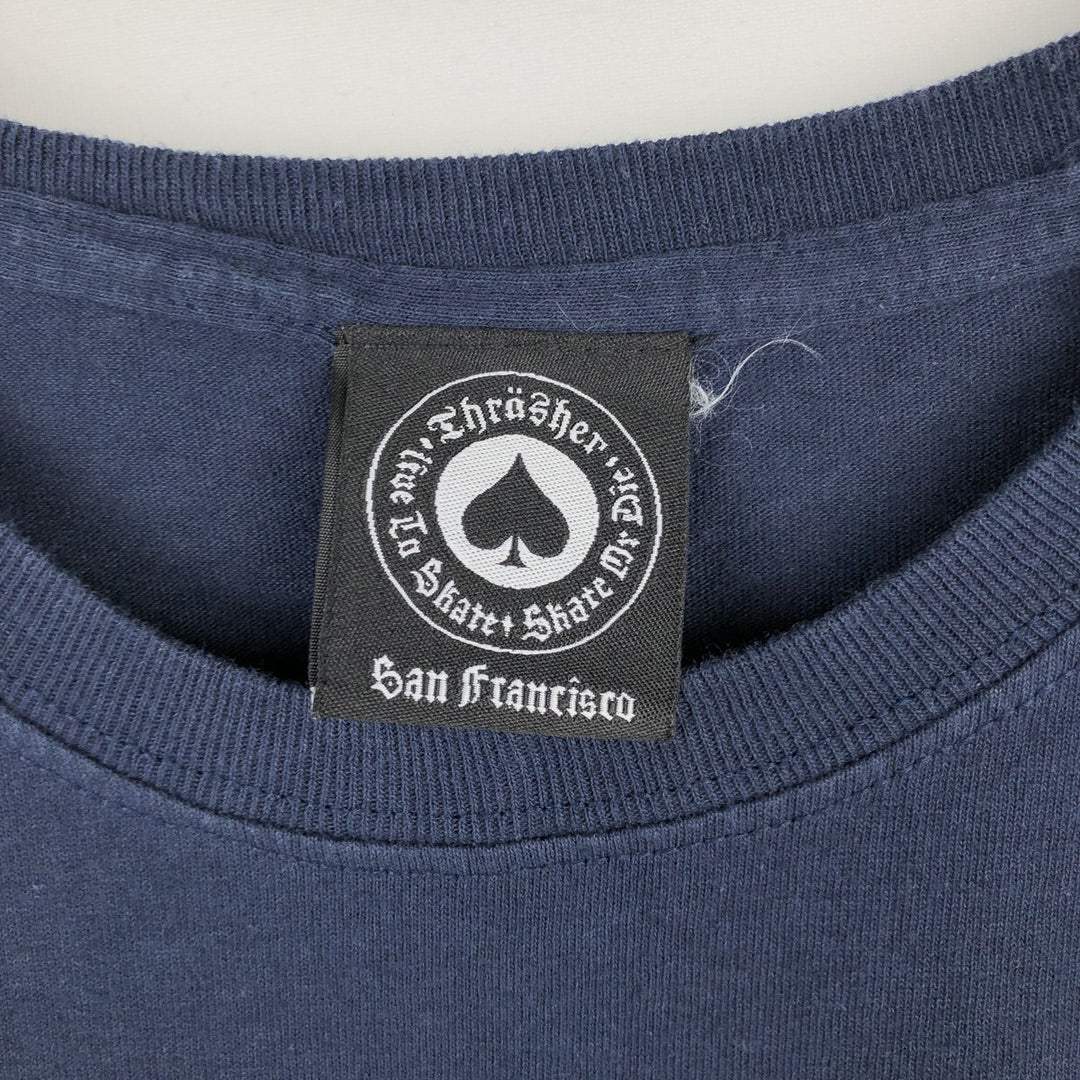 Thrasher THRASHER Short-Sleeve Printed T-Shirt, Men's Size M (approx.) cotton navy blue type Vintage Second Hand