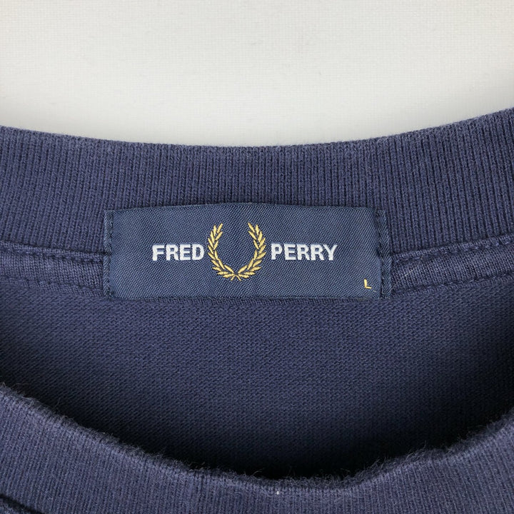 Fred Perry short-sleeved T-shirt with a single logo, men's size L (approx.) cotton navy blue type Vintage Second Hand