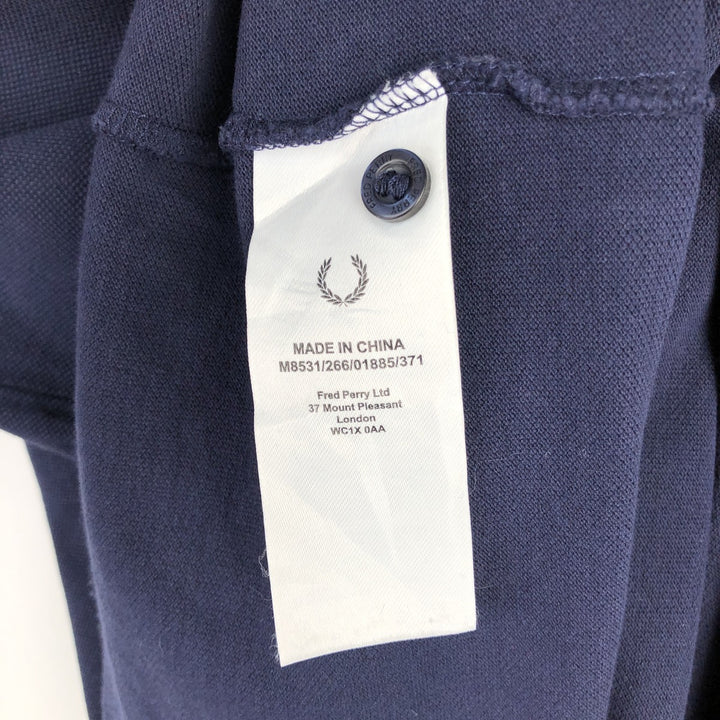 Fred Perry short-sleeved T-shirt with a single logo, men's size L (approx.) cotton navy blue type Vintage Second Hand