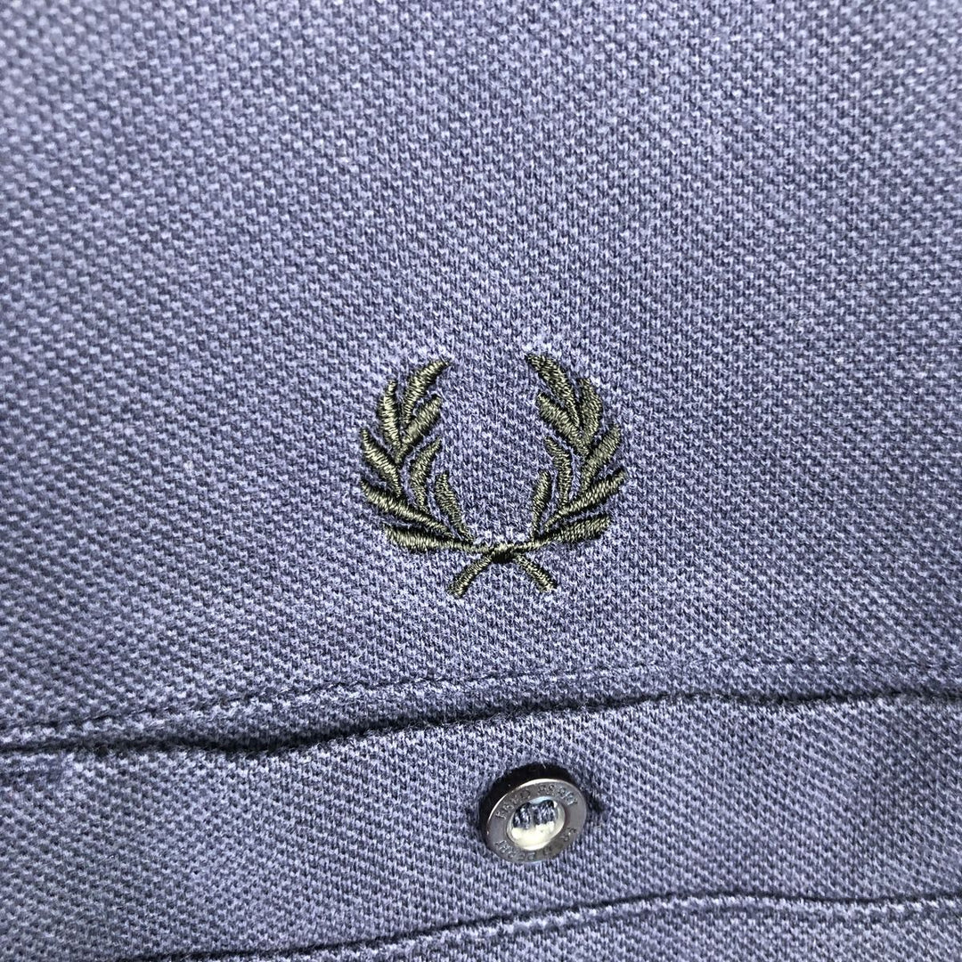 Fred Perry short-sleeved T-shirt with a single logo, men's size L (approx.) cotton navy blue type Vintage Second Hand