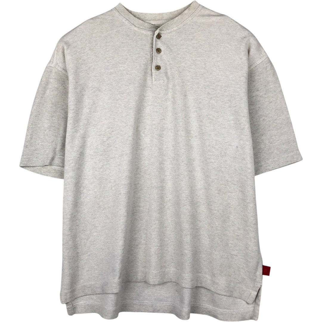Levi's Henley Neck Thermal Short-Sleeve T-Shirt, Men's Size XL (approx.) cotton gray type Vintage Second Hand