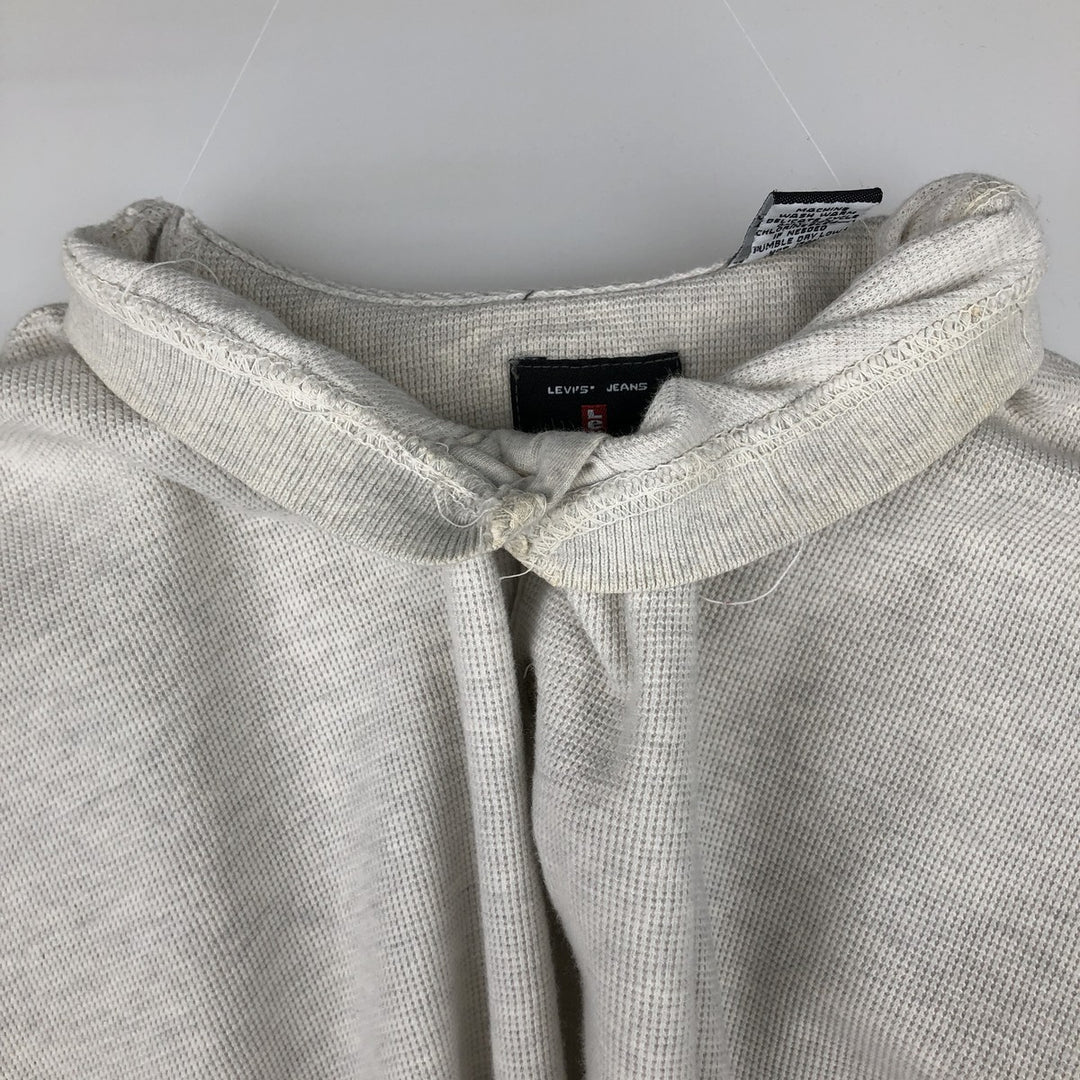 Levi's Henley Neck Thermal Short-Sleeve T-Shirt, Men's Size XL (approx.) cotton gray type Vintage Second Hand