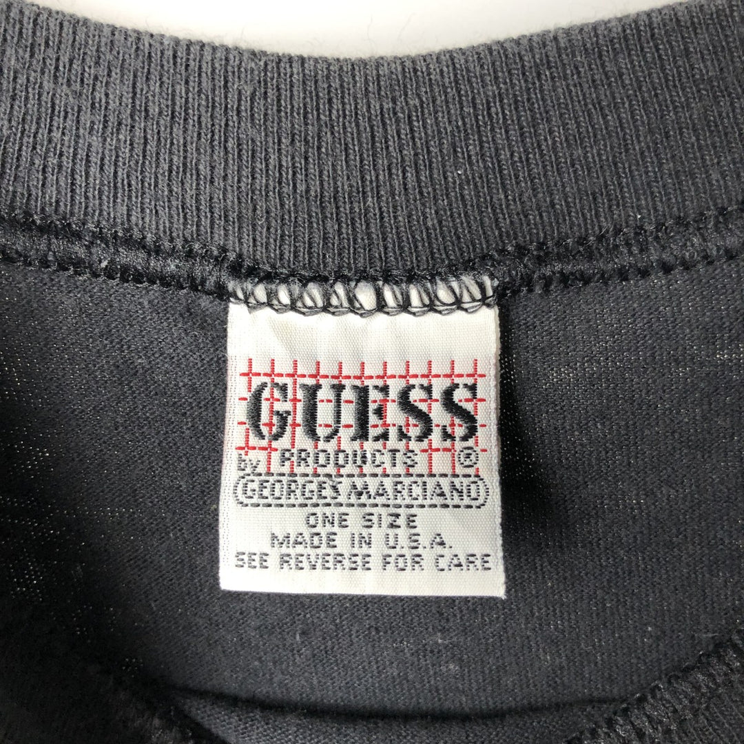 90'S Guess short sleeve printed T-shirt made in USA, men's XL size, vintage cotton black type Vintage Second Hand