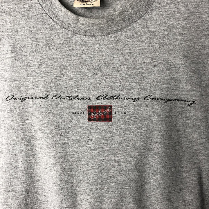 90'S Woolrich Short-Sleeve Printed T-Shirt, Made in USA, Men's Size L (Equivalent), Vintage cotton gray type Vintage Second Hand