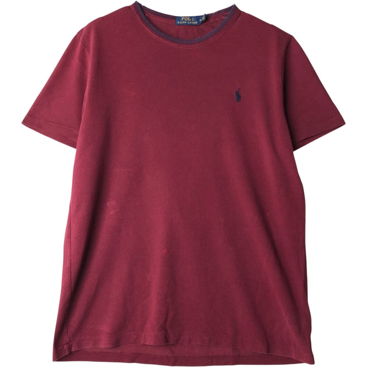 Ralph Lauren POLO RALPH LAUREN Pique short sleeve one point logo T-shirt Men's M size cotton Red type red-purple Vintage Second Hand