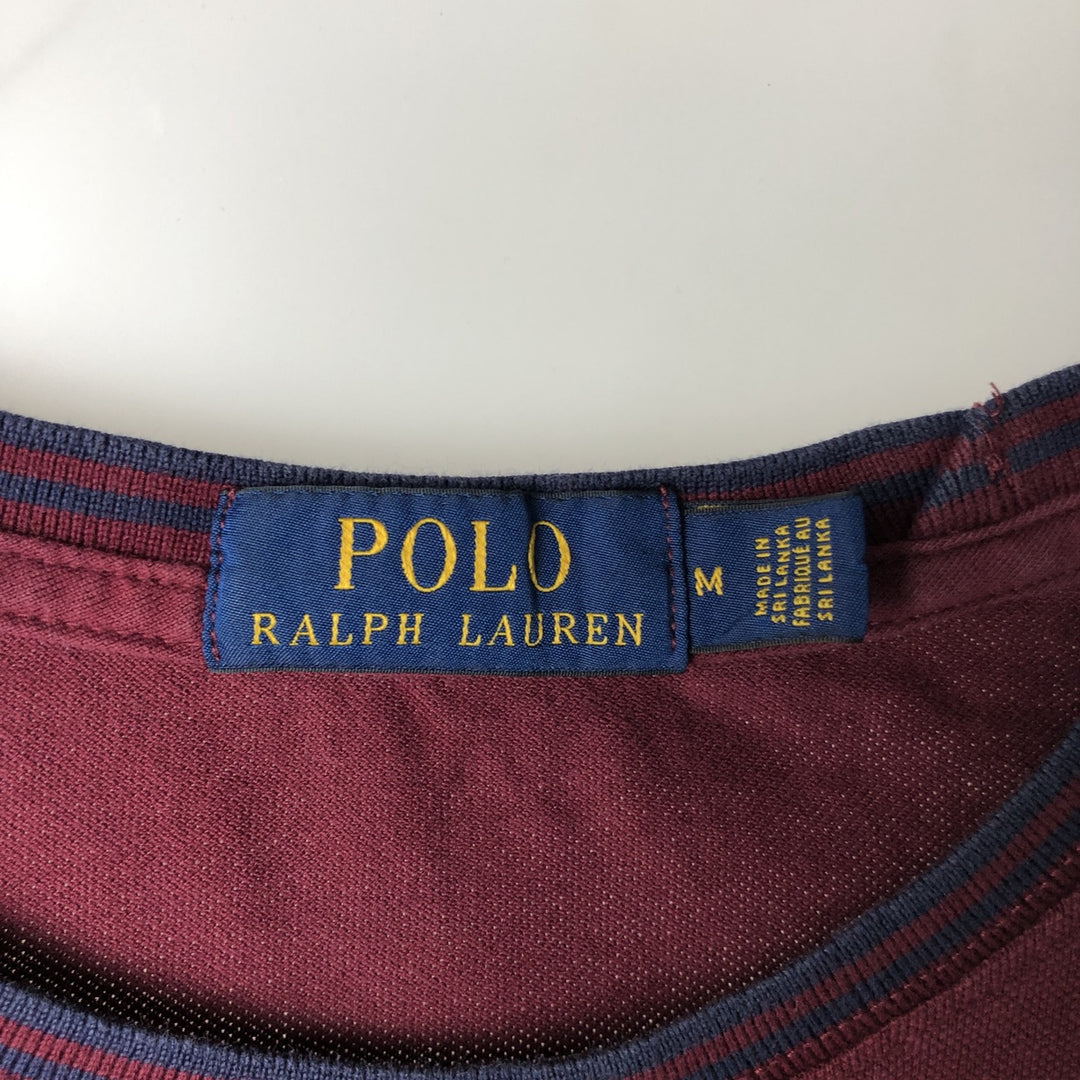 Ralph Lauren POLO RALPH LAUREN Pique short sleeve one point logo T-shirt Men's M size cotton Red type red-purple Vintage Second Hand